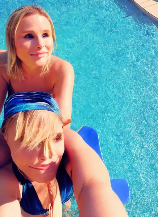Image similar to pov date with kristen bell sitting on my lap in a bikini, 1 2 0 deg fov