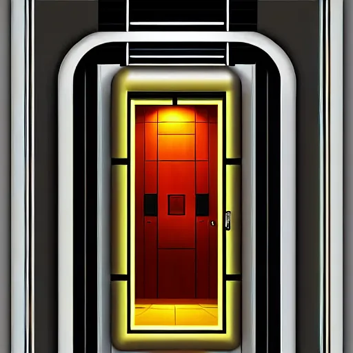 Prompt: photograph hyper realistic art - deco sci - fi door