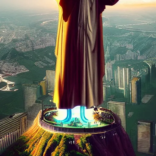 Image similar to cyberpunk christ the redeemer