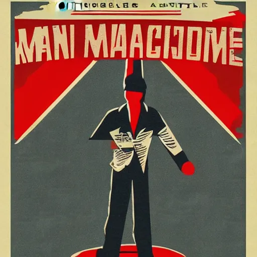 Prompt: man vs machine. style: soviet propaganda flyer