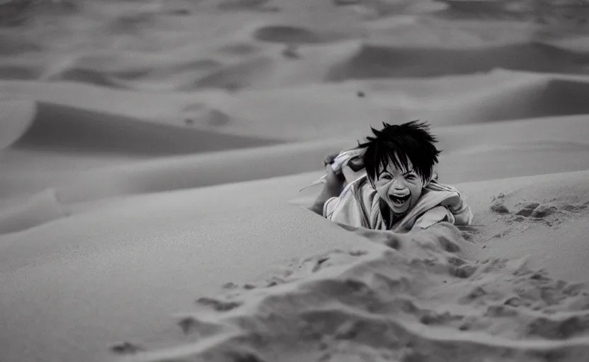 Image similar to a luffy in sand dunes, photography