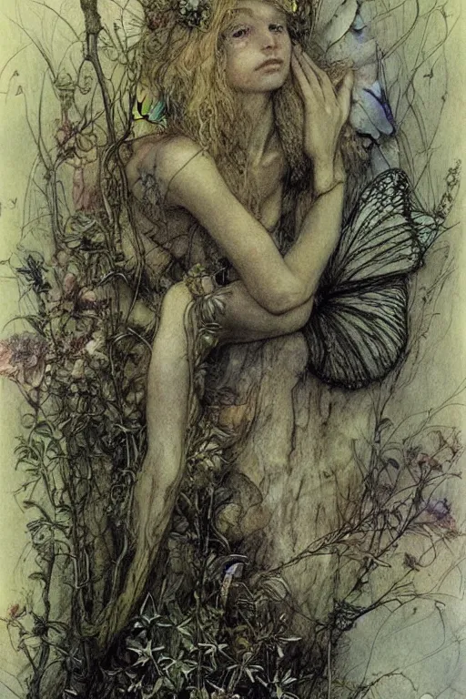 Image similar to a faerie by alan lee and jean - baptiste monge