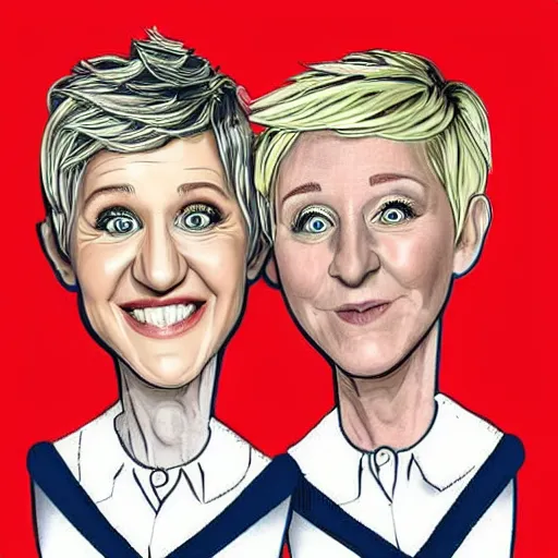 Image similar to ellen degeneres and anne heche drawn by robert crumb