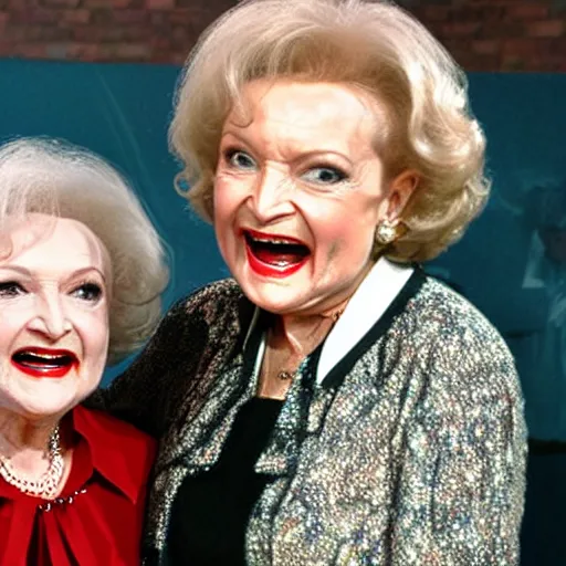 Prompt: betty white hanging out with the devil