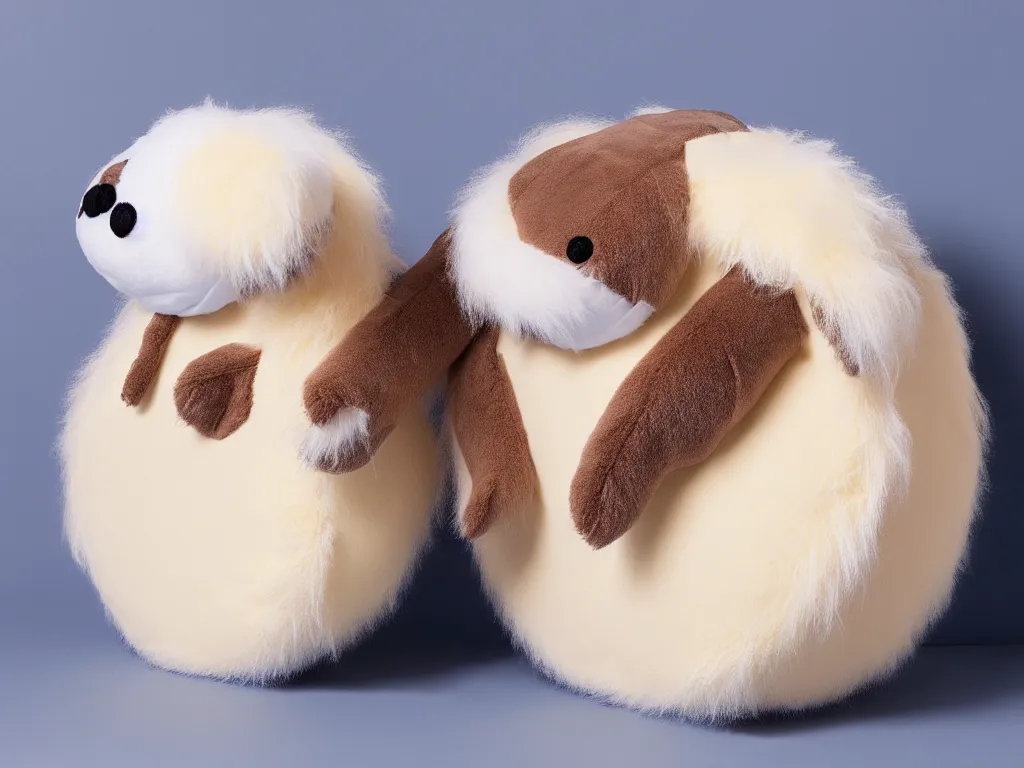 Prompt: a fuzzy plush round critter, product photo