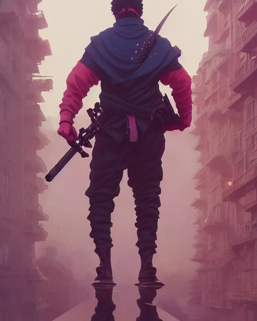 Image similar to highly detailed surreal vfx portrait of a nowpunk ninja, stephen bliss, unreal engine, greg rutkowski, loish, rhads, beeple, makoto shinkai and lois van baarle, ilya kuvshinov, rossdraws, tom bagshaw, alphonse mucha, global illumination, detailed and intricate environment