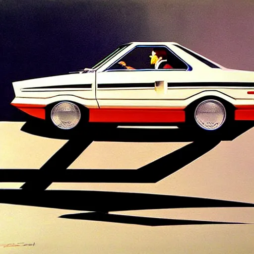 Image similar to concept art for a unicycle car, painted by syd mead, high quality