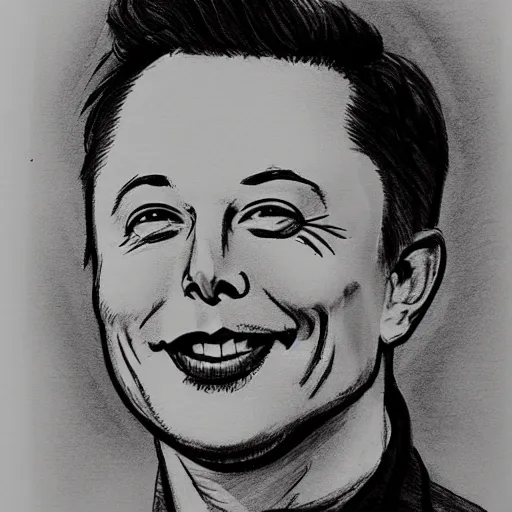 Prompt: a graphite sketch of a poorly drawn Elon Musk