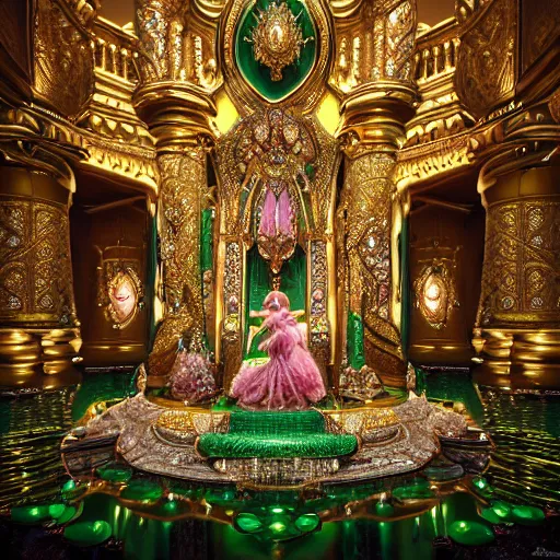 Image similar to photograph of princess, green jewels, breathtaking, ornate, intricate, hyper detailed, accent lighting, dramatic light, 4 k octane render