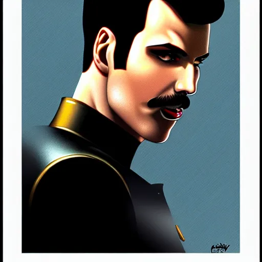 Image similar to freddy mercury by clyde caldwell, ilya kuvshinov, rossdraw, very detailed