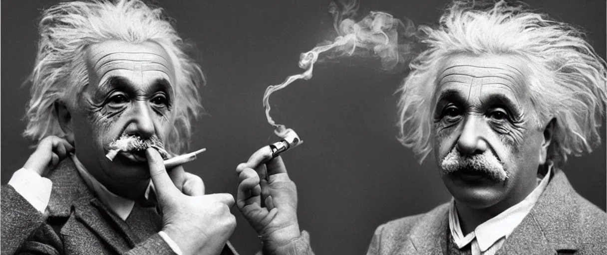 Image similar to “ a extremely detailed stunning portraits of einstein smoking pipe by allen william on artstation ”