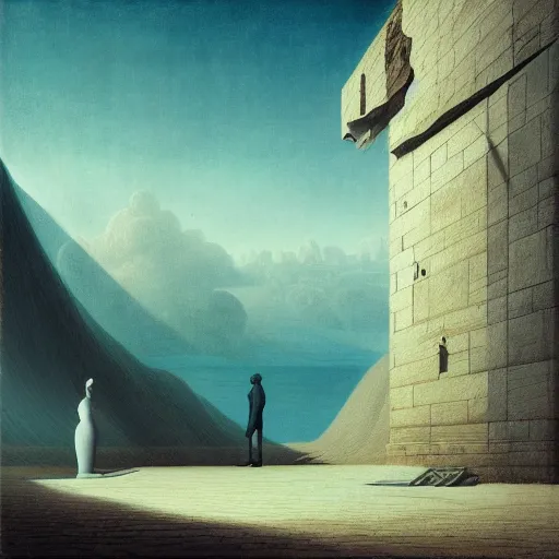 Prompt: minimalistic, hyperrealistic surrealism, award winning masterpiece with incredible details, a surreal vaporwave liminal space, highly detailed, trending on ArtStation, David Friedrich