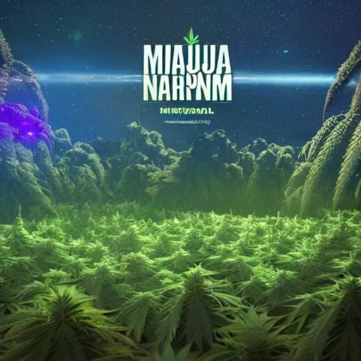 Image similar to marijuana farm outdoor galaxy, concept art, trending on artstation, Beeple