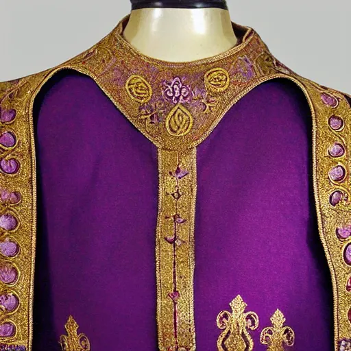 Image similar to Intricate, Byzantine, Exquisite, Regal, Royal, Tyrian purple gilded medieval byzantine tunic