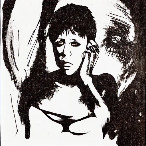 Image similar to kathy acker, portrait, by guido crepax