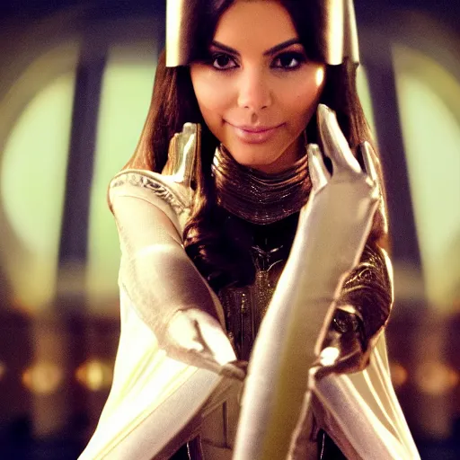 Image similar to victoria justice with kim kardashian body as princess padme in star wars episode 3, 8 k resolution, cinematic lighting, anatomically correct