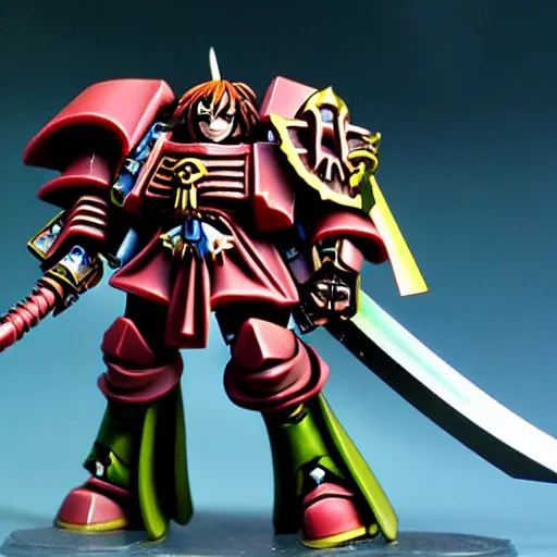 Image similar to anime warhammer 4 0 k, nendroroid, high quality photo, action pose