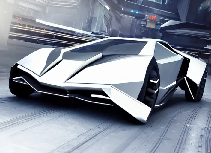 Image similar to cyberpunk lamborghini concept inspired car, futuristic look, highly detailed body, aerodynamic body, photorealistic camera shot, bright studio setting, studio lighting, crisp quality and light reflections, unreal engine 5 quality render