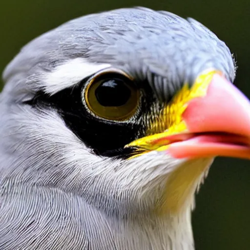 Image similar to bird stares face on into camera with quizzical expression, extremely detailed cartoon