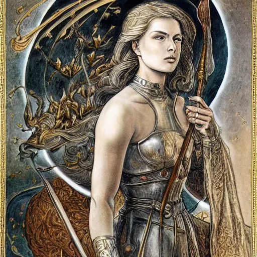 Image similar to jeanne d'arc in the style of william blake, terese nielsen, detailed, intricate, beautiful faces, steve argyle, o fortuna!, detailed, intricate pastoral fantastic reality, 8 k resolution,