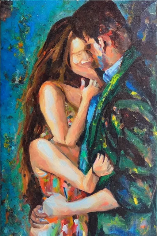 Prompt: give the one you love the most wonderful engagement gift in the world, oil painting, deep impasto, oil on canvas