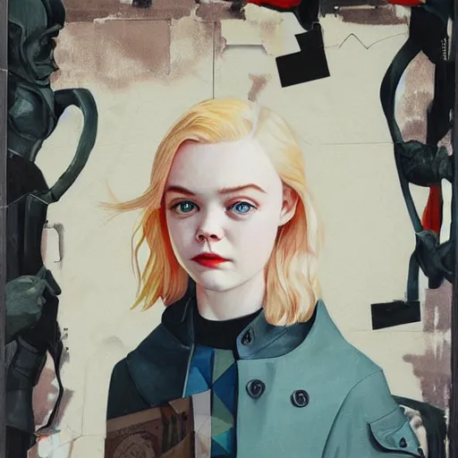 Image similar to Elle Fanning at Normandy D-day picture by Sachin Teng, asymmetrical, dark vibes, Realistic Painting , Organic painting, Matte Painting, geometric shapes, hard edges, graffiti, street art:2 by Sachin Teng:4