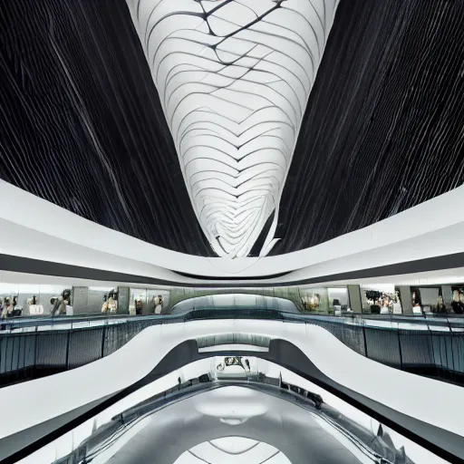 Image similar to extremely elegant detailed stunning beautiful futuristic museum vertical lobby interior by Zaha Hadid