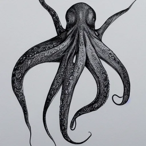 Image similar to photorealistic octopus drawing a female model