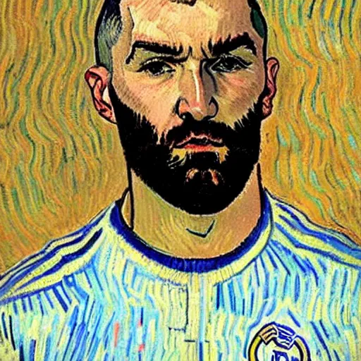 Prompt: benzema real madrid by van gogh