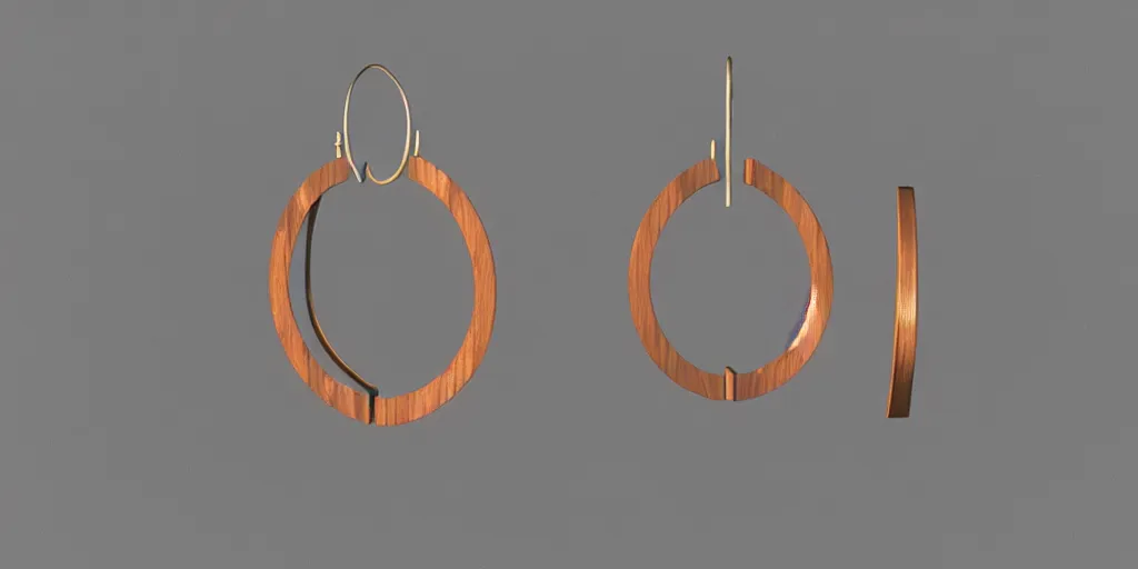 Prompt: earring design, jewelry design, wood, art deco, elegant, nordic, material, product design, trending on artstation, cgsociety, photo realistic, design by ziva cph and isabel lennse, 8 k, unreal engine, c 4 d