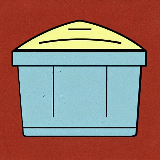 Image similar to Anime style illustration of a dumpster with a face