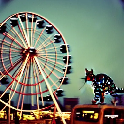 Image similar to !!! cat!!!, ( ferris wheel ), feline, sitting, riding, award winning photo