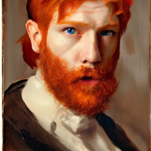 Image similar to highly detailed portrait of a ginger mans face who has spaghetti bolognese for hair, artstation, 8 k, sfx, john singer sargent.