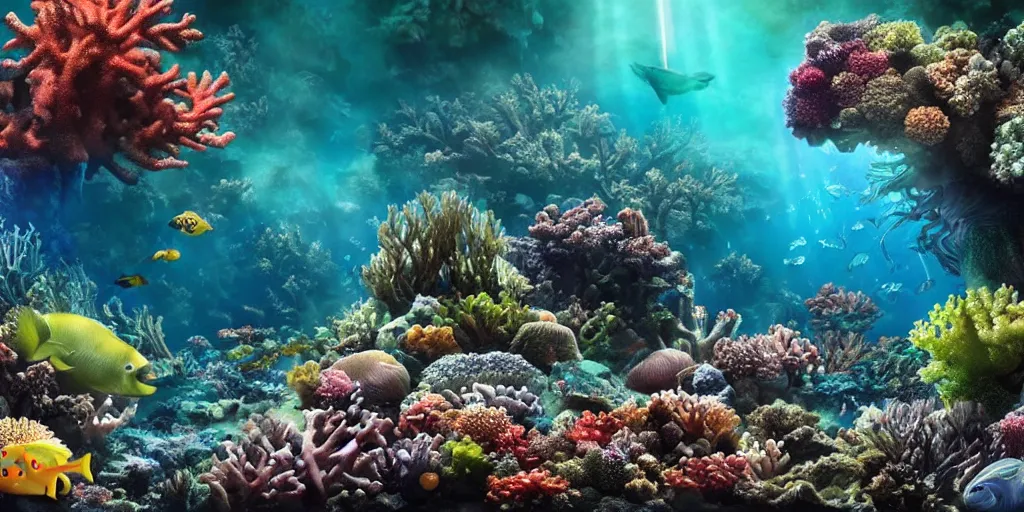 underwater coral reef landscape, lo of fishes and | Stable Diffusion ...