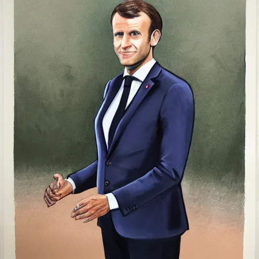 Prompt: official presidential portrait of emmanuel macron