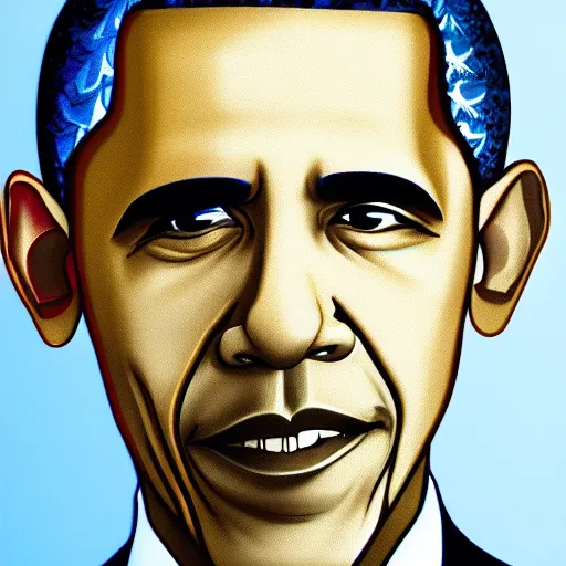 Prompt: Obama portrait by Kazuki Takahashi