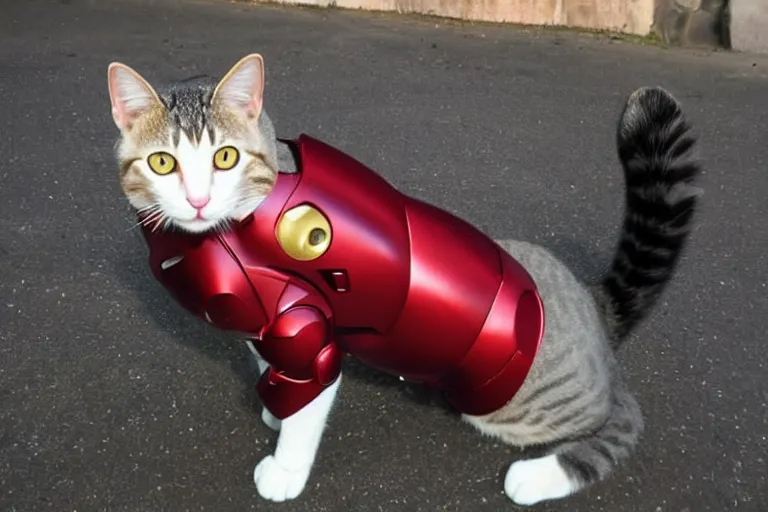 Image similar to cat in an iron man suit