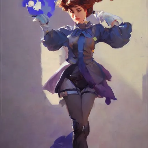 Image similar to greg manchess portrait painting of violet evergarden as overwatch character, totally whack, medium shot, asymmetrical, profile picture, organic painting, sunny day, matte painting, bold shapes, hard edges, street art, trending on artstation, by huang guangjian and gil elvgren and sachin teng