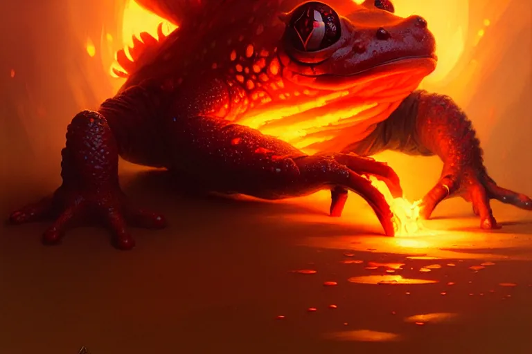 Image similar to fire toad by bayard wu, anna podedworna, gaston bussiere, greg rutkowski