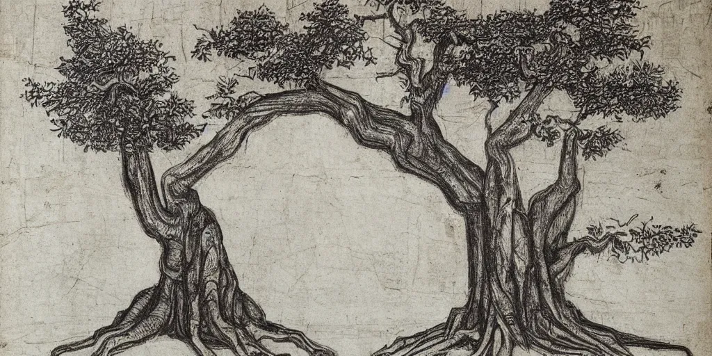 Image similar to DaVinci drawing of an ornate tree