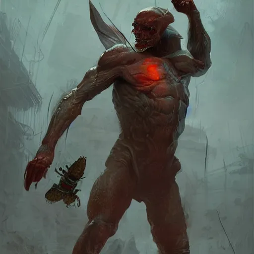 Prompt: mutant roach lukashenka, matte paintig, art, highly detailed digital painting by greg rutkowski, half human half insect