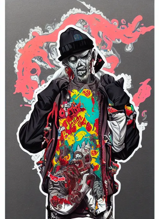 Prompt: zombie sexy hiphop streetwear drip, tristan eaton, victo ngai, artgerm, rhads, ross draws