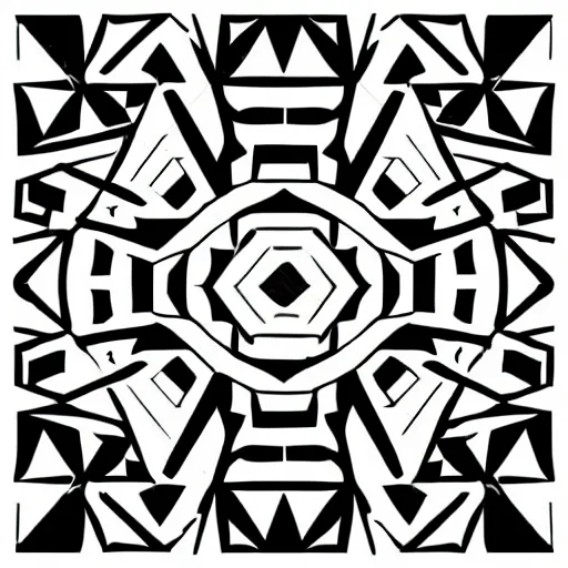 Image similar to geometric, non symmetrical black and white line art