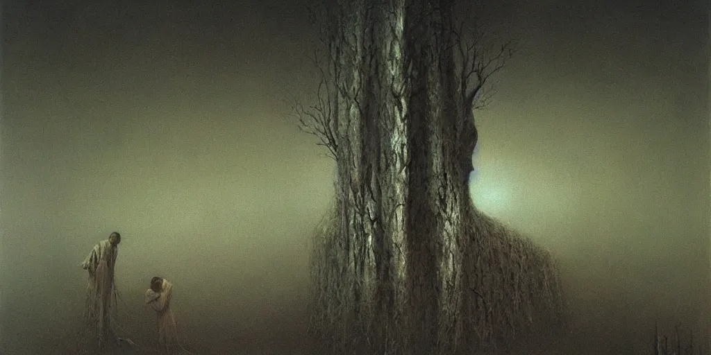 Image similar to cinematic oil painting, zdzislaw beksinski