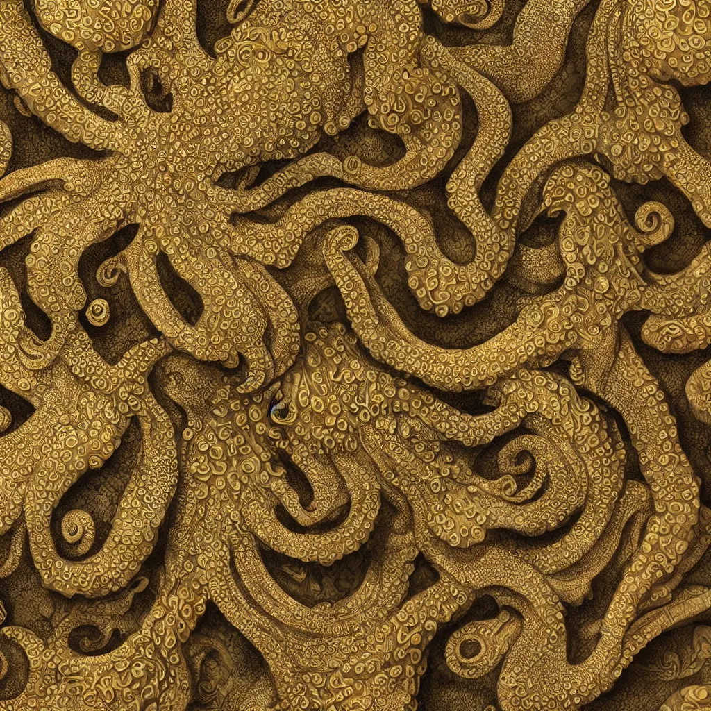 Image similar to complexoctopus skin by ernst haeckel, closeup, fractal engravings, sea horse, realistic cinema 4 d render, beach sand background, clear focus, very coherent, very detailed