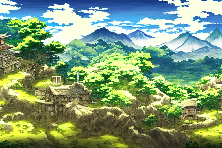 Image similar to mushoku tensei landscape art