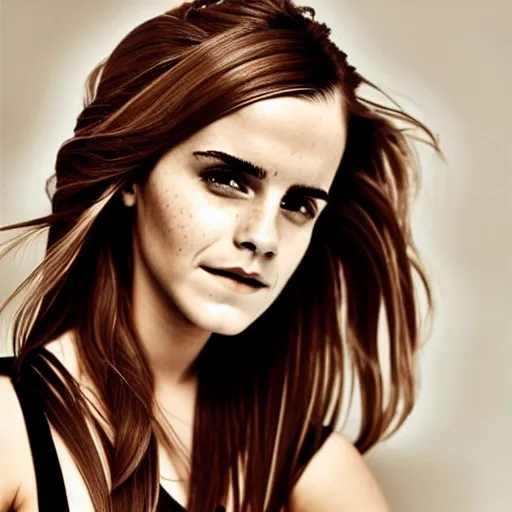 Prompt: emma watson posing for a portrait.