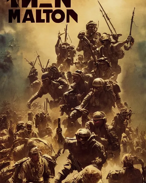 Prompt: Movie poster of the invasion of Mali, Highly Detailed, Dramatic, Heroes, A master piece of storytelling, wide angle, cinematic shot, highly detailed, cinematic lighting, by frank frazetta + ilya repin , 8k, hd, high resolution print