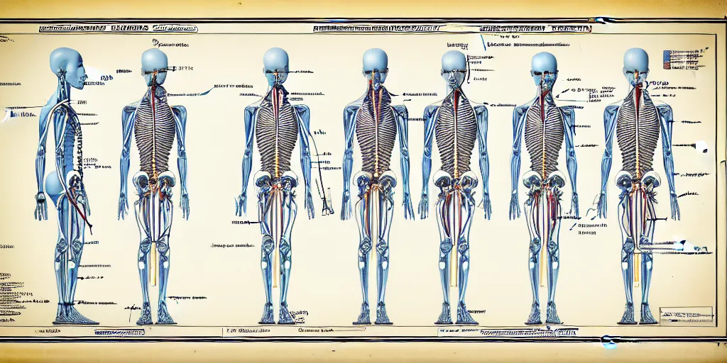 Image similar to technical diagram blueprint of anthropomorphic anatomical sip technician, performance enhanced salesman anatomy, snake oil sip tech technical blueprint plan