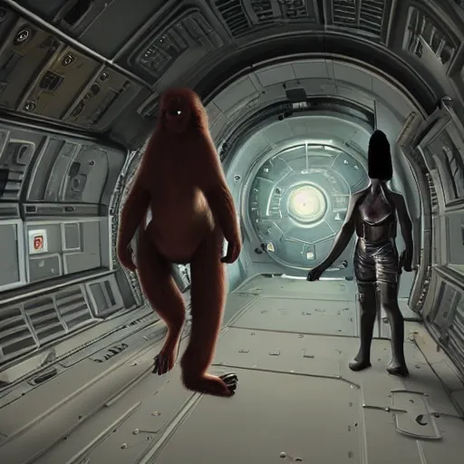 Image similar to ape in space, full body, realistic, ultra detail, 8k, Unreal Engine, Atmospheric